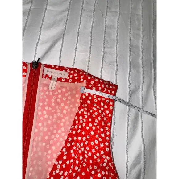 Rebecca Taylor Malia Twist Front Floral Silk Midi Dress Women's 4 Red Garden - Picture 14 of 16